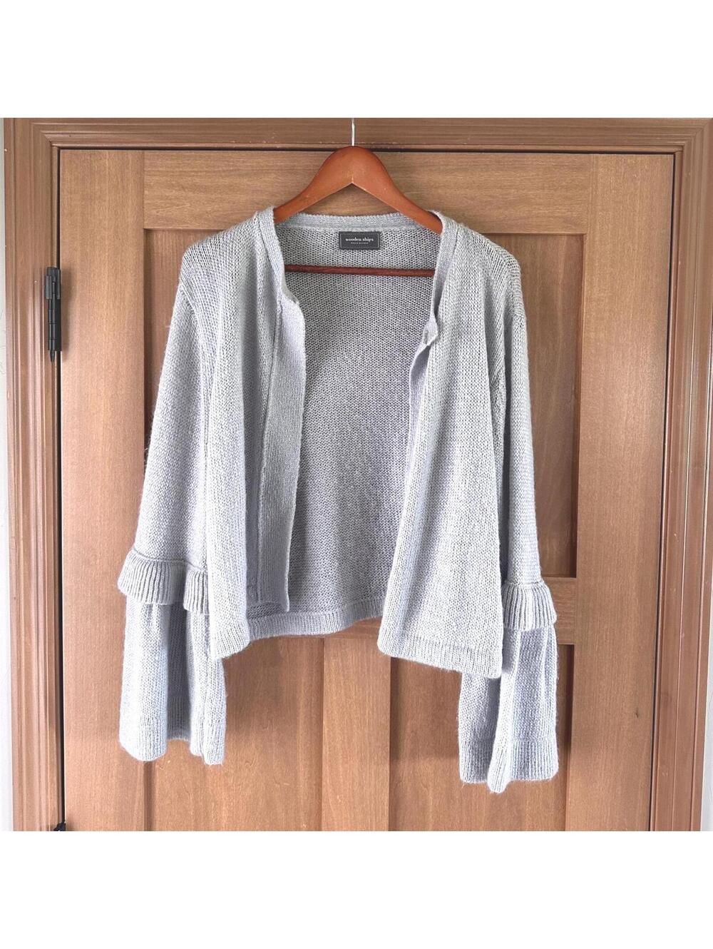 Wooden Ships Mohair & Wool Blend Bell Sleeve Grey Cardigan Sweater Women’s S/M